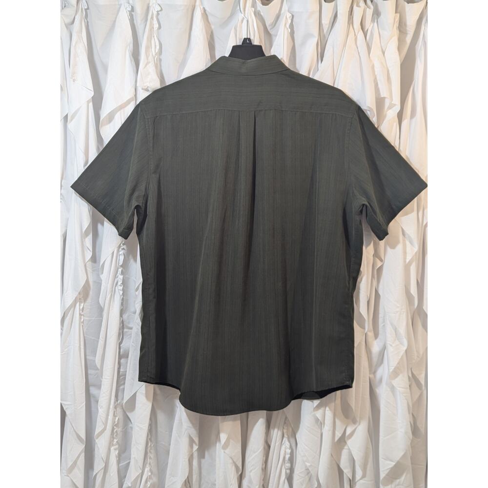 Croft & Barrow Sz XXL Forest Green with Black Pin Stripes Short Sleeve Button Up - Picture 9 of 10
